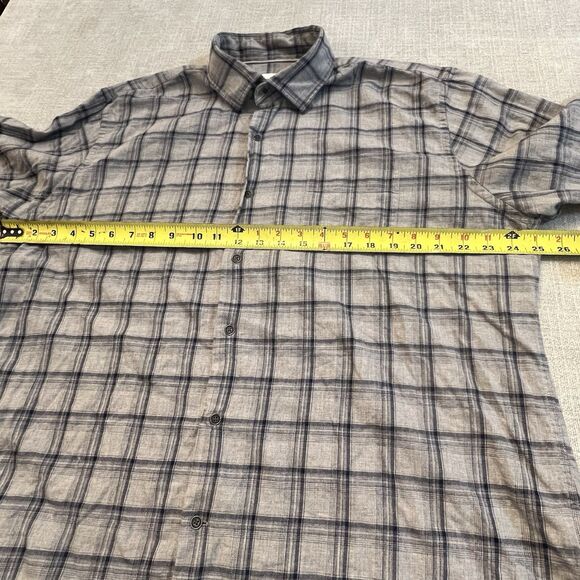 Peter Millar Flannel Shirt Men XL Gray Plaid Casual Lightweight Soft Breathable - Picture 2 of 10